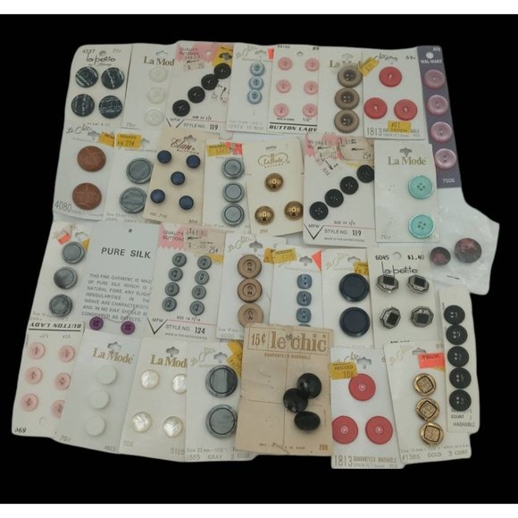 Vintage Button Lot of 299 Buttons Duck Tin Bulk Buttons New Old Stock Crafting - Picture 3 of 8